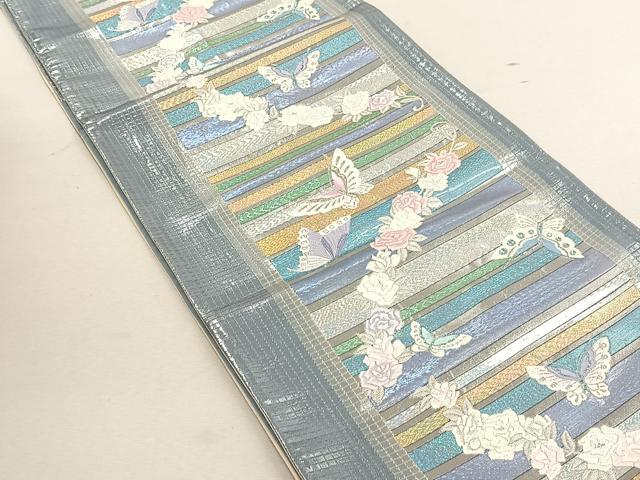 平和屋着物◎六通柄袋帯 唐織 花繋ぎ 金銀糸 正絹 逸品 CABK3048yk