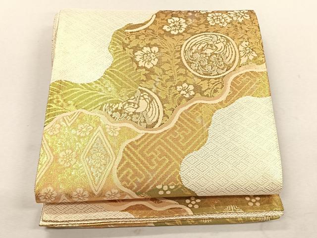 平和屋着物◎佐賀錦 六通柄袋帯 道長鳳凰草花文 金銀糸 正絹 逸品 CABK3051yk