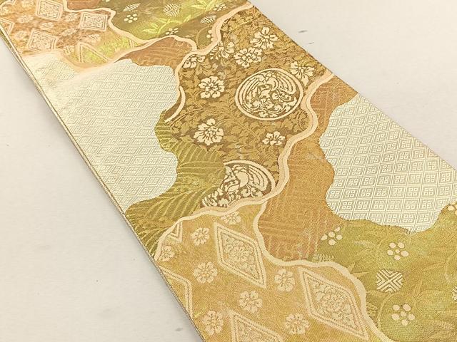 平和屋着物◎佐賀錦 六通柄袋帯 道長鳳凰草花文 金銀糸 正絹 逸品 CABK3051yk