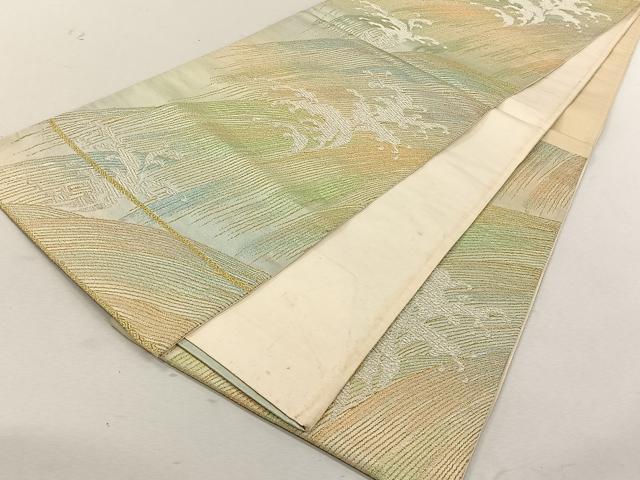 平和屋着物◎六通柄袋帯 流水文 金銀糸 正絹 逸品 CABK3058yk