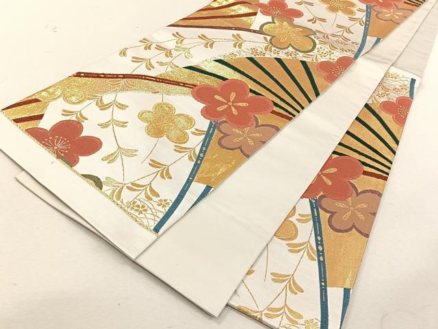 平和屋着物◎六通柄袋帯 唐織 舞梅文 金糸 正絹 逸品 CABK3063yk