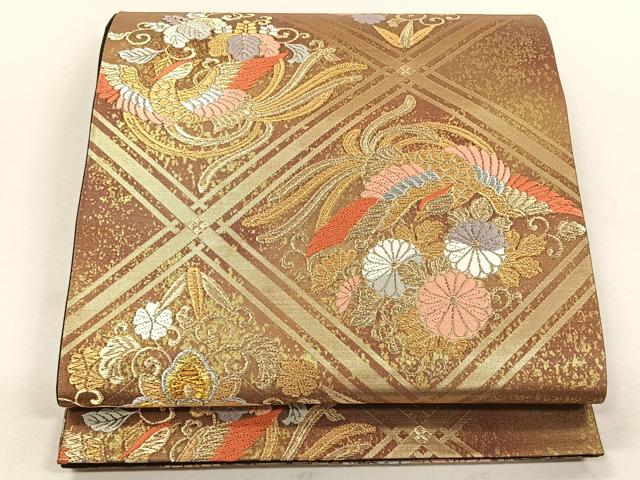 平和屋着物◎六通柄袋帯 唐織 鳳凰草花文 金銀糸 三越扱い 正絹 逸品 未使用 CABK3066yk