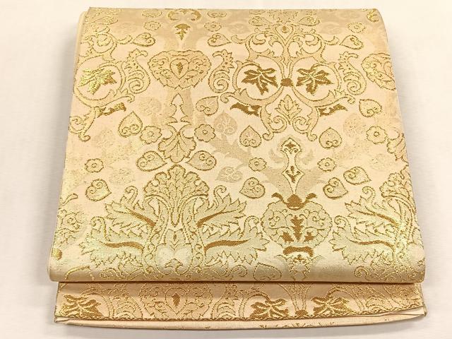 平和屋着物◎六通柄袋帯 幾何学花文 金糸 正絹 逸品 CABK3085yk