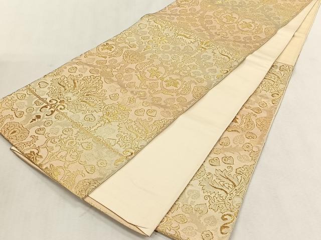 平和屋着物◎六通柄袋帯 幾何学花文 金糸 正絹 逸品 CABK3085yk