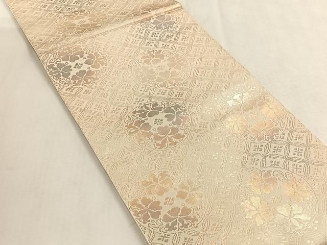 平和屋着物◎六通柄 本袋帯 草花丸文 金糸 正絹 逸品 CABK3088yk