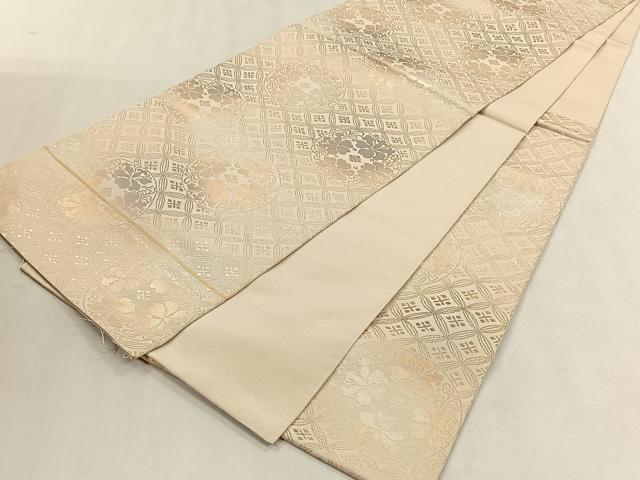 平和屋着物◎六通柄 本袋帯 草花丸文 金糸 正絹 逸品 CABK3088yk