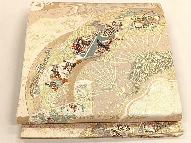 平和屋着物◎六通柄袋帯 都がたり 金糸 正絹 逸品 CABK3099yk