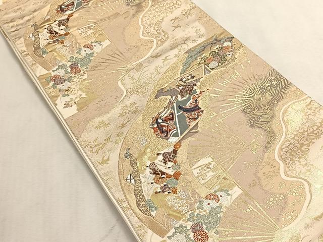 平和屋着物◎六通柄袋帯 都がたり 金糸 正絹 逸品 CABK3099yk