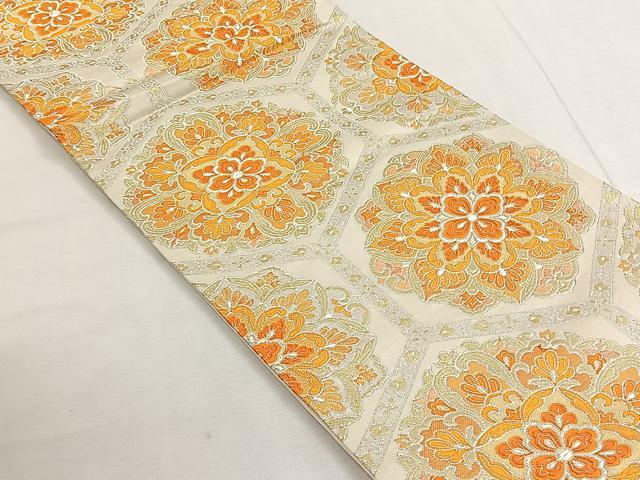 平和屋着物◎六通柄袋帯 唐織 亀甲花文 金銀糸 やまとオリジナル 正絹 逸品 CABK3151yk