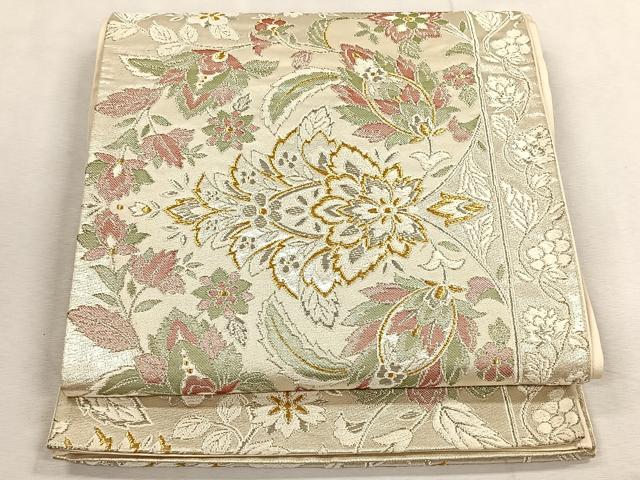 平和屋着物◎六通柄袋帯 唐織 更紗花唐草文 金銀糸 正絹 逸品 CABK3154yk