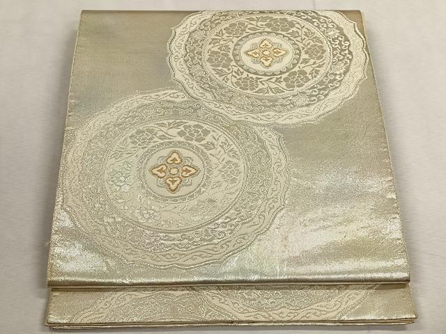 平和屋着物◎六通柄袋帯 花唐草絵皿文 金銀糸 正絹 逸品 CABK3163yk