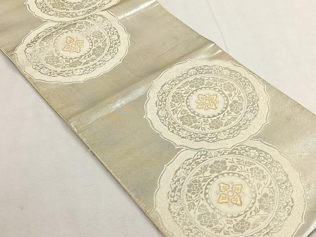 平和屋着物◎六通柄袋帯 花唐草絵皿文 金銀糸 正絹 逸品 CABK3163yk