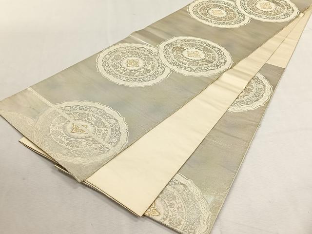 平和屋着物◎六通柄袋帯 花唐草絵皿文 金銀糸 正絹 逸品 CABK3163yk