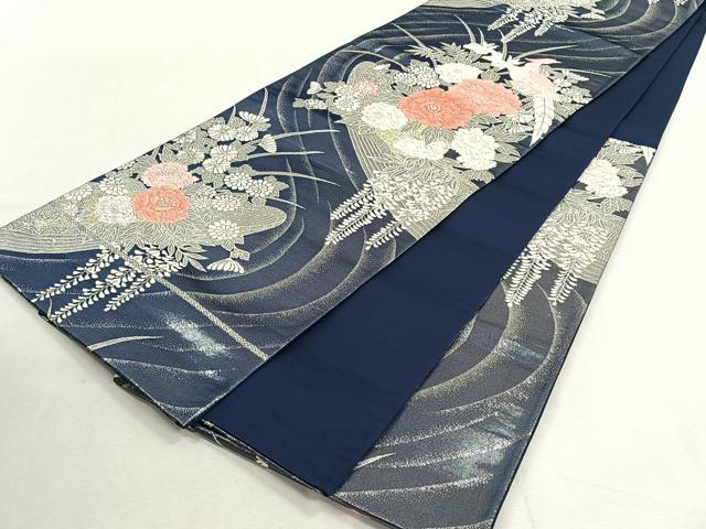 平和屋着物◎六通柄袋帯 唐織 尾長鶏草花文 金銀糸 正絹 逸品 CABK3166yk