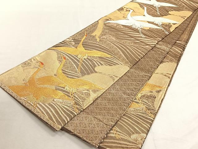 平和屋着物◎佐賀錦 六通柄袋帯 飛鶴文 金糸 正絹 逸品 未使用 CABK3169yk