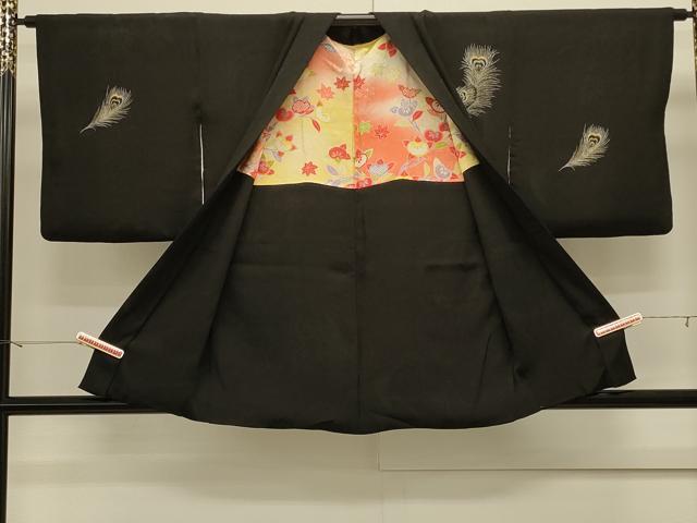 平和屋着物#羽織 孔雀羽文 黒地 金銀彩 正絹 逸品 CABK3203in