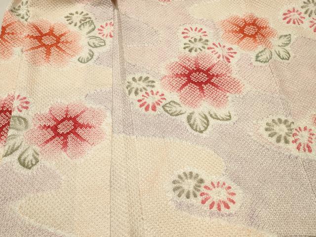 平和屋着物#名門 藤娘きぬたや・総絞り 羽織 道長草花文 正絹 逸品 CABK3220in