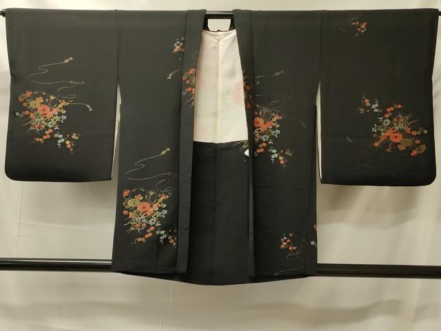 平和屋着物#羽織 寿光織 花車文 黒地 金糸 正絹 逸品 CABK3243in