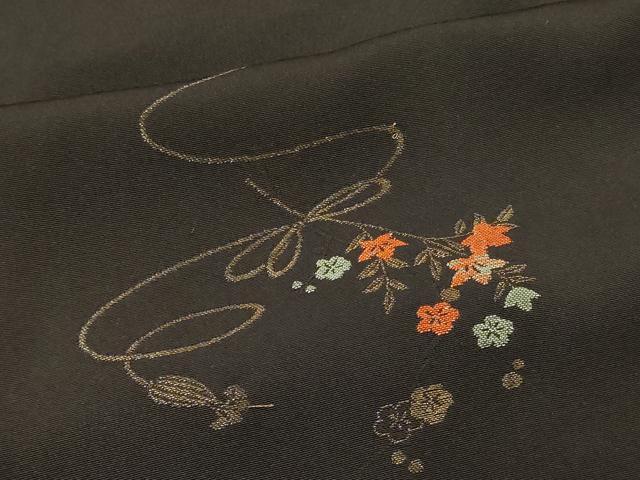 平和屋着物#羽織 寿光織 花車文 黒地 金糸 正絹 逸品 CABK3243in