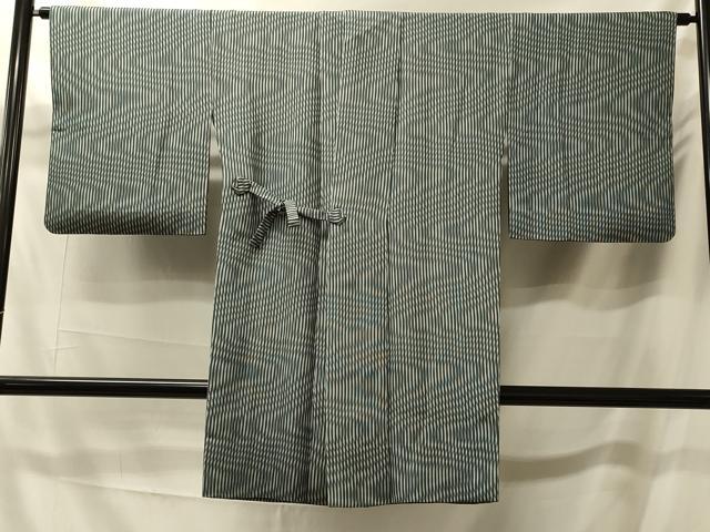 平和屋着物#道中着 単衣 幾何学文様 ロング丈 正絹 逸品 CABK3265in