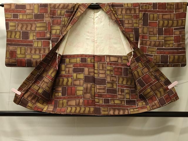 平和屋着物#羽織 ろうけつ染め 幾何学文様 正絹 逸品 CABK3281in