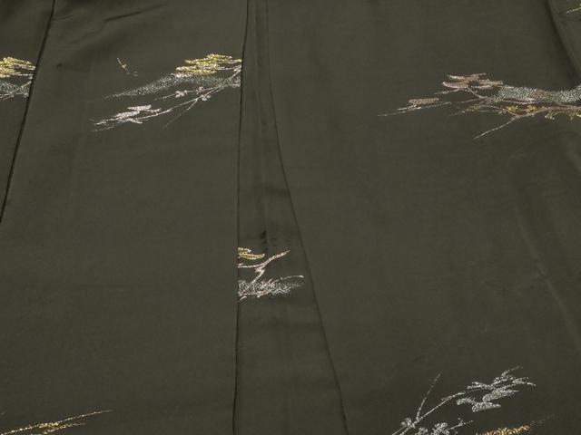 平和屋着物#羽織 寿光織 枝葉文 黒地 金糸 正絹 逸品 CABK3284in