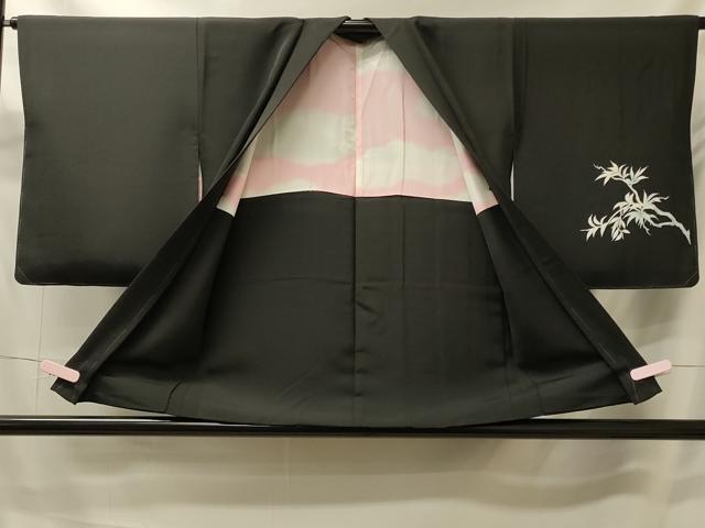 平和屋着物#羽織 枝葉鳥文 黒地 正絹 逸品 CABK3286in