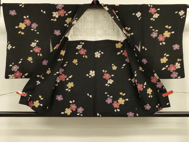 平和屋着物#羽織 舞桜文 黒地 正絹 逸品 CABK3315in
