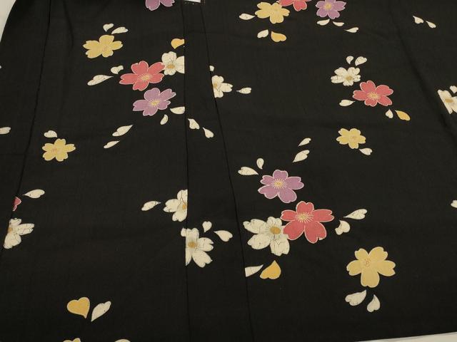 平和屋着物#羽織 舞桜文 黒地 正絹 逸品 CABK3315in