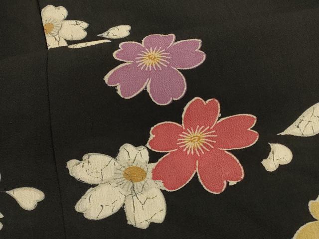 平和屋着物#羽織 舞桜文 黒地 正絹 逸品 CABK3315in