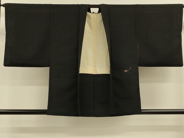 平和屋着物#羽織 寿光織 舞葉文 黒地 金糸 正絹 逸品 CABK3324in