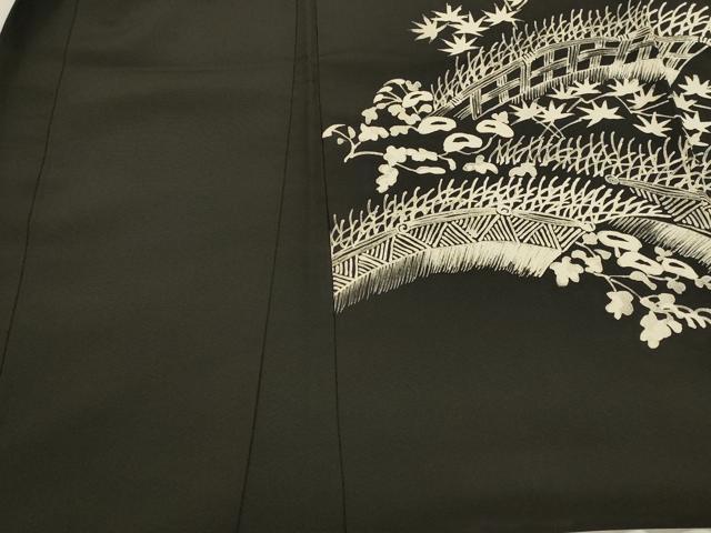 平和屋着物#羽織 ろうけつ染め 籬枝葉文 黒地 正絹 逸品 CABK3327in
