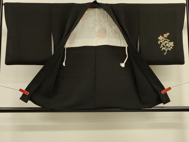 平和屋着物#羽織 色紙重ね花鳥文 黒地 金彩 正絹 逸品 CABK3334in