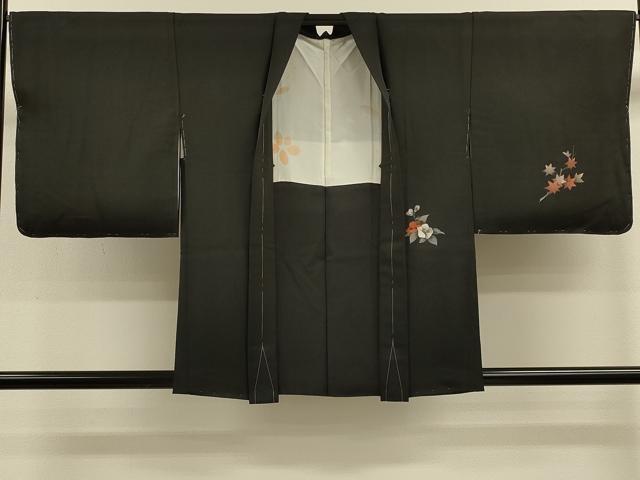平和屋着物#羽織 短冊草花文 黒地 金彩 正絹 逸品 未使用 CABK3335in