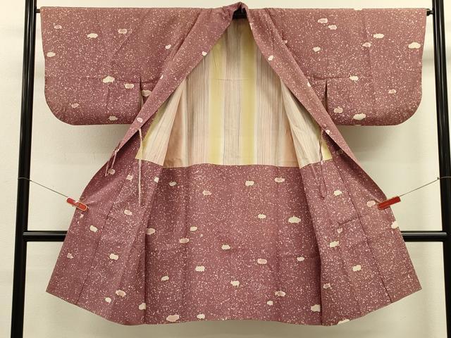 平和屋着物#道中着 紬地 ろうけつ染め 霞文 ロング丈 正絹 逸品 CABK3336in