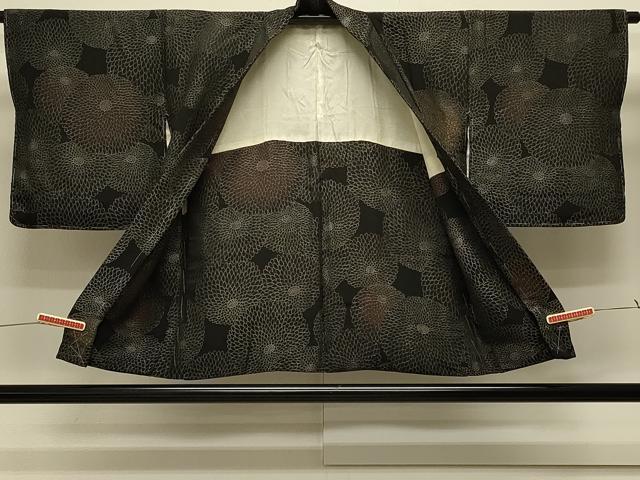 平和屋着物#羽織 寿光織 菊づくし 黒地 金銀糸 正絹 逸品 未使用 CABK3344in