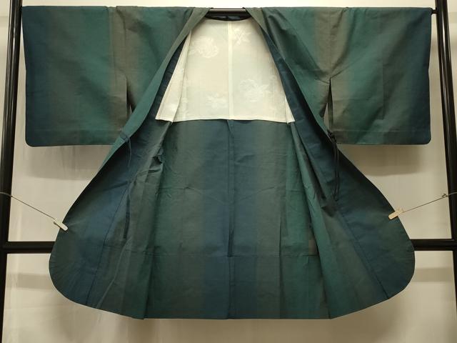 平和屋着物#道中着 紬地 間道 ロング丈 正絹 逸品 CABK3364in