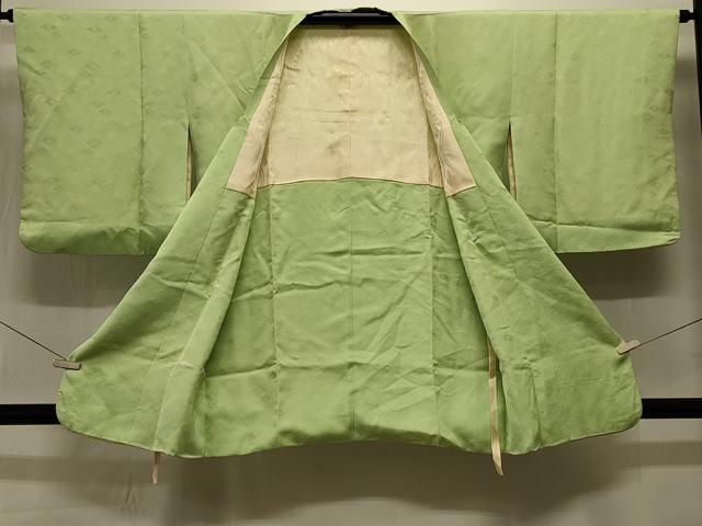 平和屋着物#道行コート 色無地 花菱地紋 若苗色 正絹 逸品 CABK3372in
