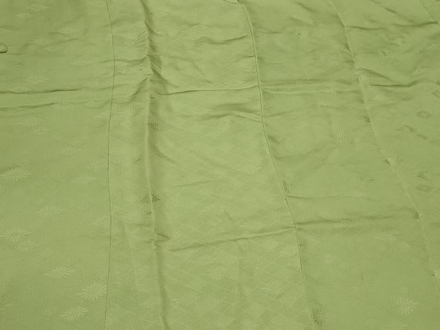 平和屋着物#道行コート 色無地 花菱地紋 若苗色 正絹 逸品 CABK3372in