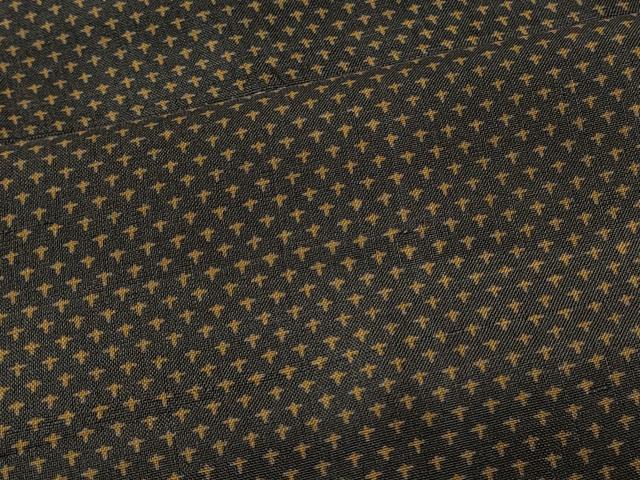 平和屋着物#男性 長羽織 紬地 霞文 黒地 正絹 逸品 CABK3376in
