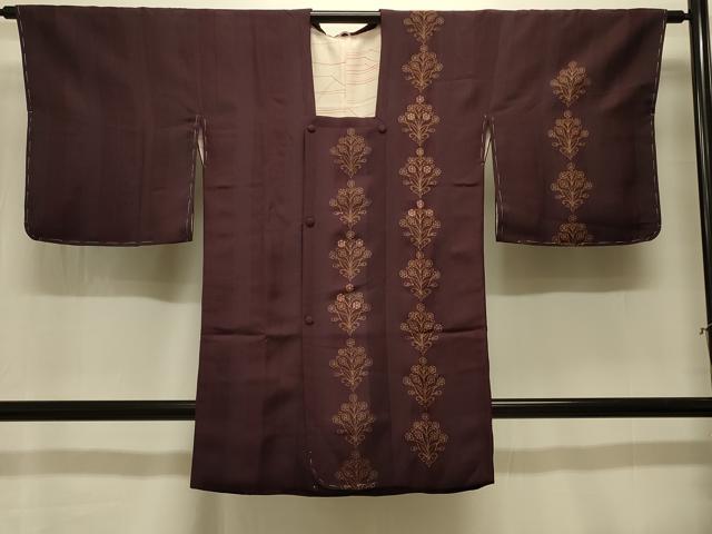 平和屋着物#道行コート 刺繍 草花文 金彩 ロング丈 正絹 逸品 未使用 CABK3377in