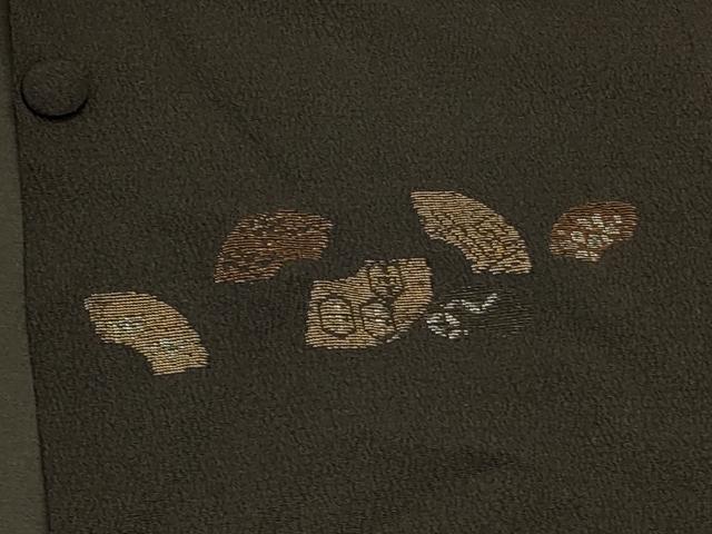 平和屋着物#道行コート 寿光織 地紙吉祥文 黒地 金銀糸 ロング丈 正絹 逸品 CABK3379in