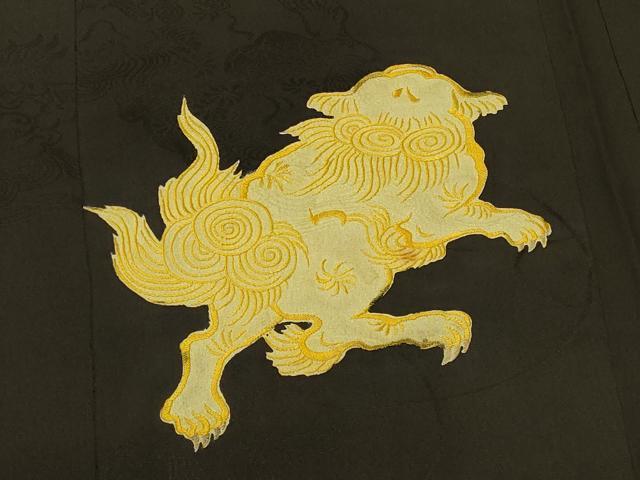 平和屋着物#羽織 刺繍 唐獅子 黒地 正絹 逸品 CABK3382in
