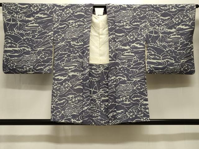 平和屋着物#羽織 ろうけつ染め 流水草花文 正絹 逸品 CABK3383in