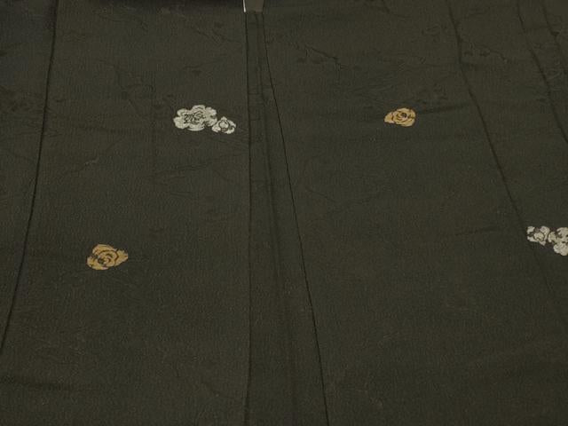 平和屋着物#羽織 寿光織 舞花文 黒地 金銀糸 正絹 逸品 CABK3386in