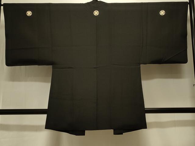 平和屋着物#男性 羽織 黒紋付き 正絹 逸品 未使用 CABK3394in