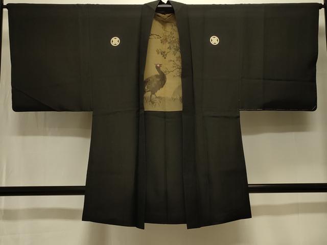平和屋着物#男性 羽織 黒紋付き 正絹 逸品 未使用 CABK3394in