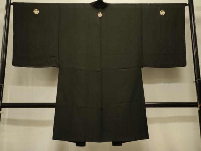 平和屋着物#男性 長羽織 黒紋付き 正絹 逸品 CABK3397in
