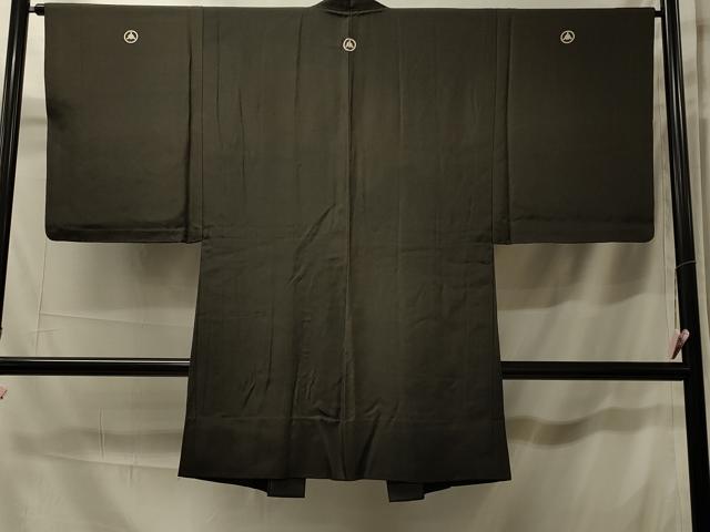 平和屋着物#男性 長羽織 黒紋付き 正絹 逸品 CABK3402in