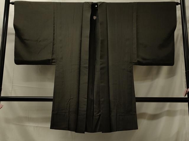 平和屋着物#男性 長羽織 黒紋付き 正絹 逸品 CABK3402in